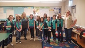 Girlscouts present to Rob about bottle fillers