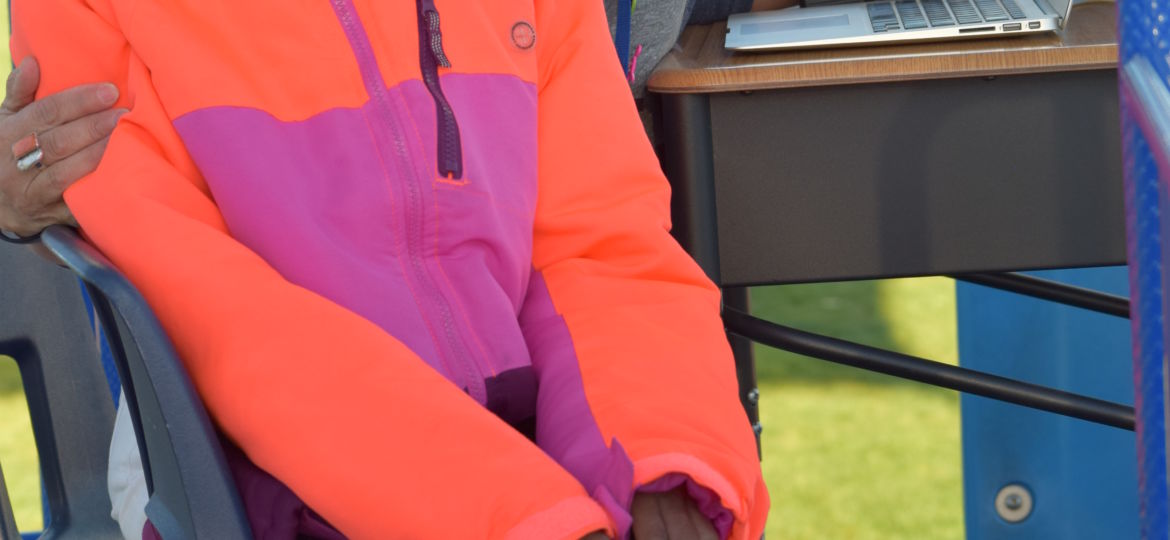 Principal Mourtos moved her office to the top of the playground for a day.