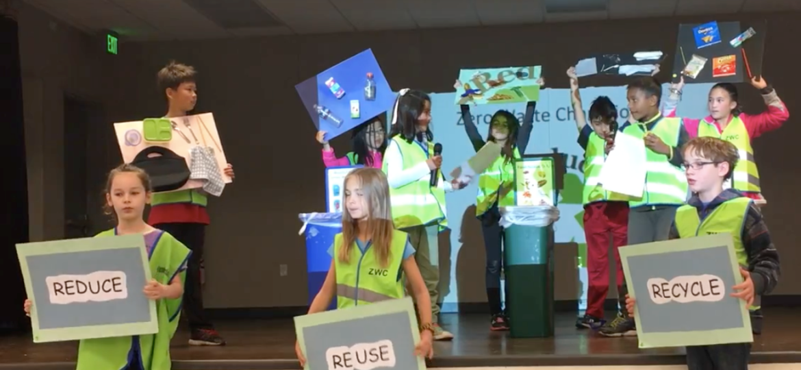 Cumberland students perform a skit about recycling