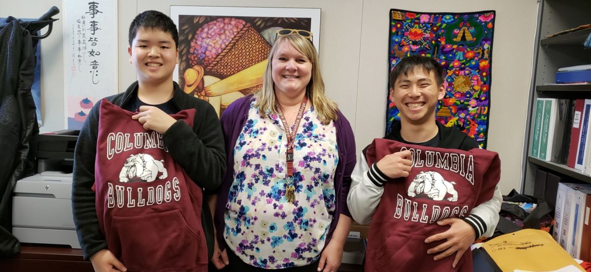 exchange students with Principal Allmann