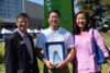 Superintendent Ben Picard, Alex Ha, Principal Pam Cheng
